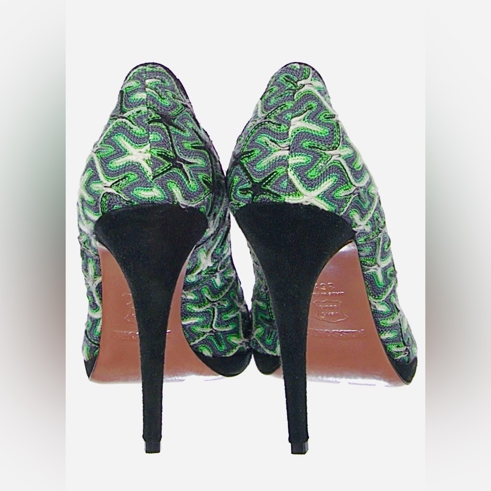 Missoni Green Printed Pumps Black Heels Shoes w/Box & Dustbag 6.5 - Picture 6 of 11